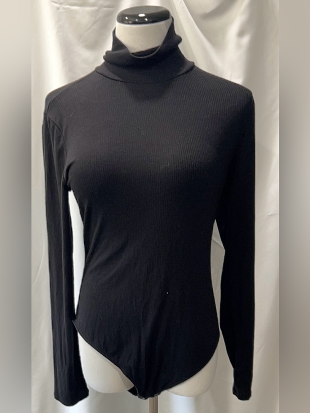 Everlane Black Ribbed Tencel Turtleneck Long Sleeve Bodysuit Size XL